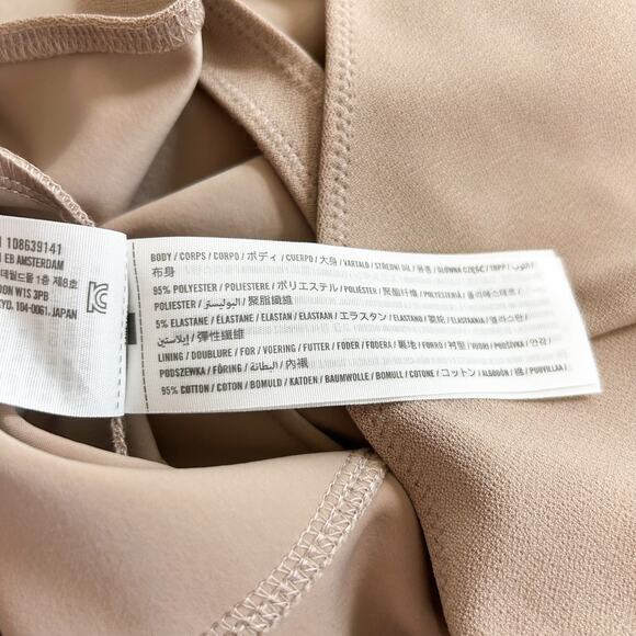 Abercrombie & Fitch Crepe Plunge V-Neck Bodysuit Taupe Tan Sleeveless Size XL - Picture 6 of 9